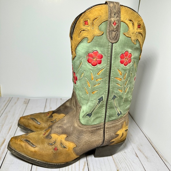 Laredo Womens Miss Kate Size 7.5 Multicolor Suede Cowgirl Western Boots - Picture 7 of 16